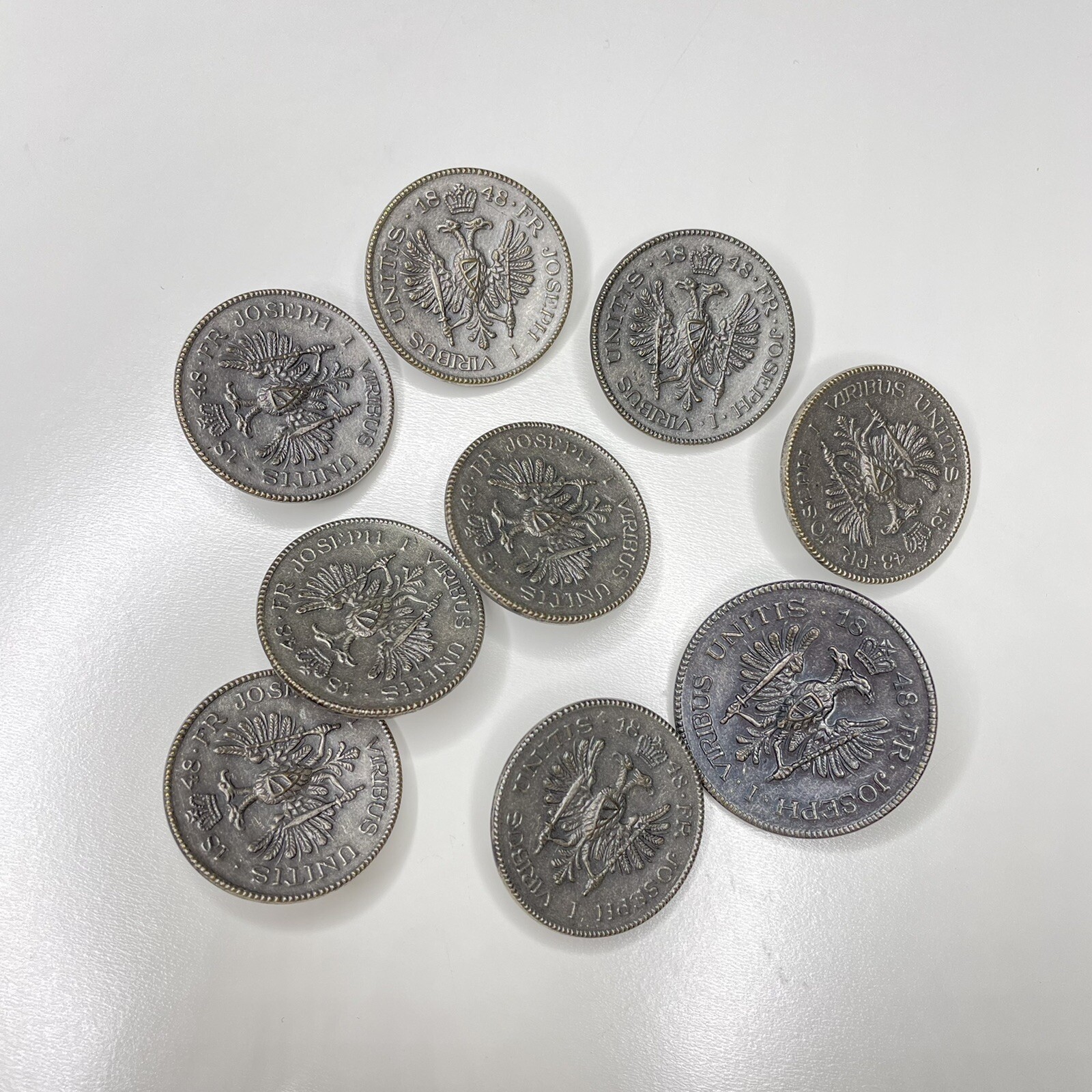 Lot of 9 Vintage Austrian FR Joseph I Viribus Unitis 1848 Buttons
