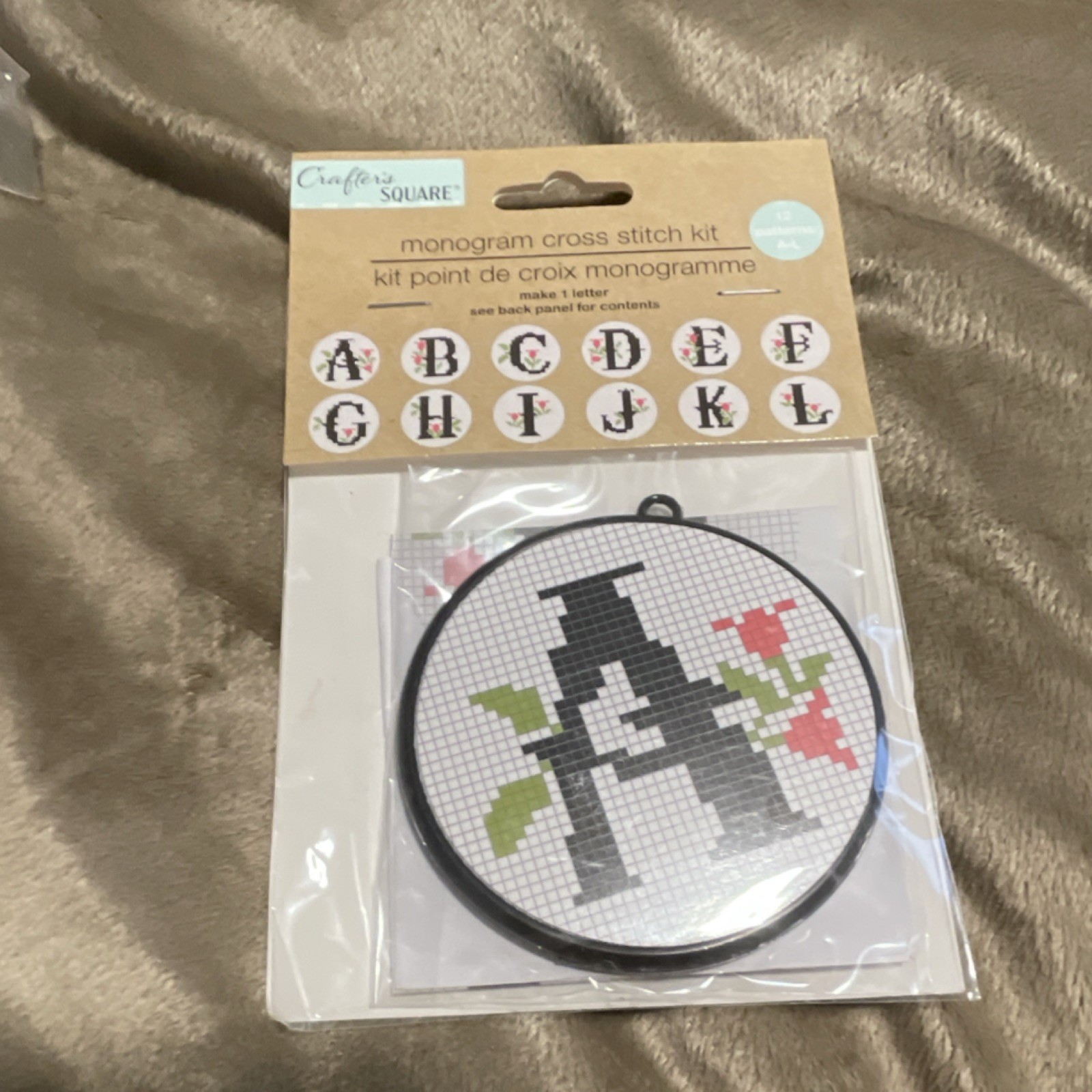 Crafter's Square Monogram Cross Stitch Kit Sampler Letters Needle Floss Pattern