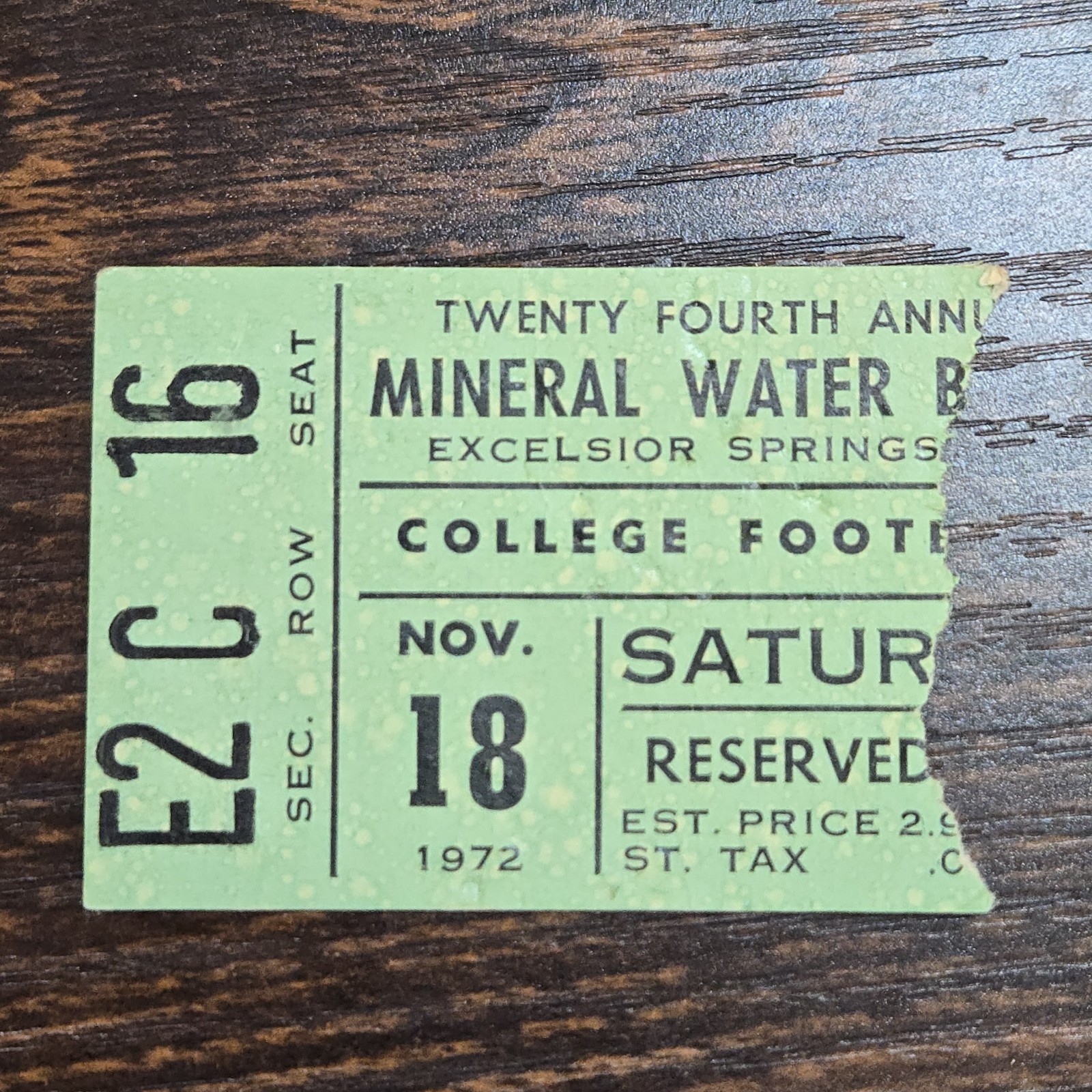 Vintage 1972 Mineral Water Bowl Tickets | Excelsior Springs, MO | 24th Annual