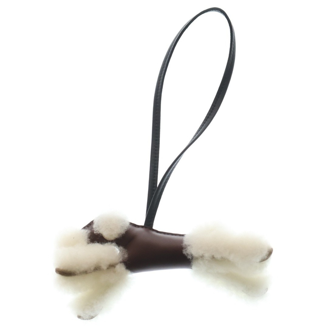 HERMES Buddy Charm Brown×black Leather Engraved K Used c74a03b2d00d21028126aed48