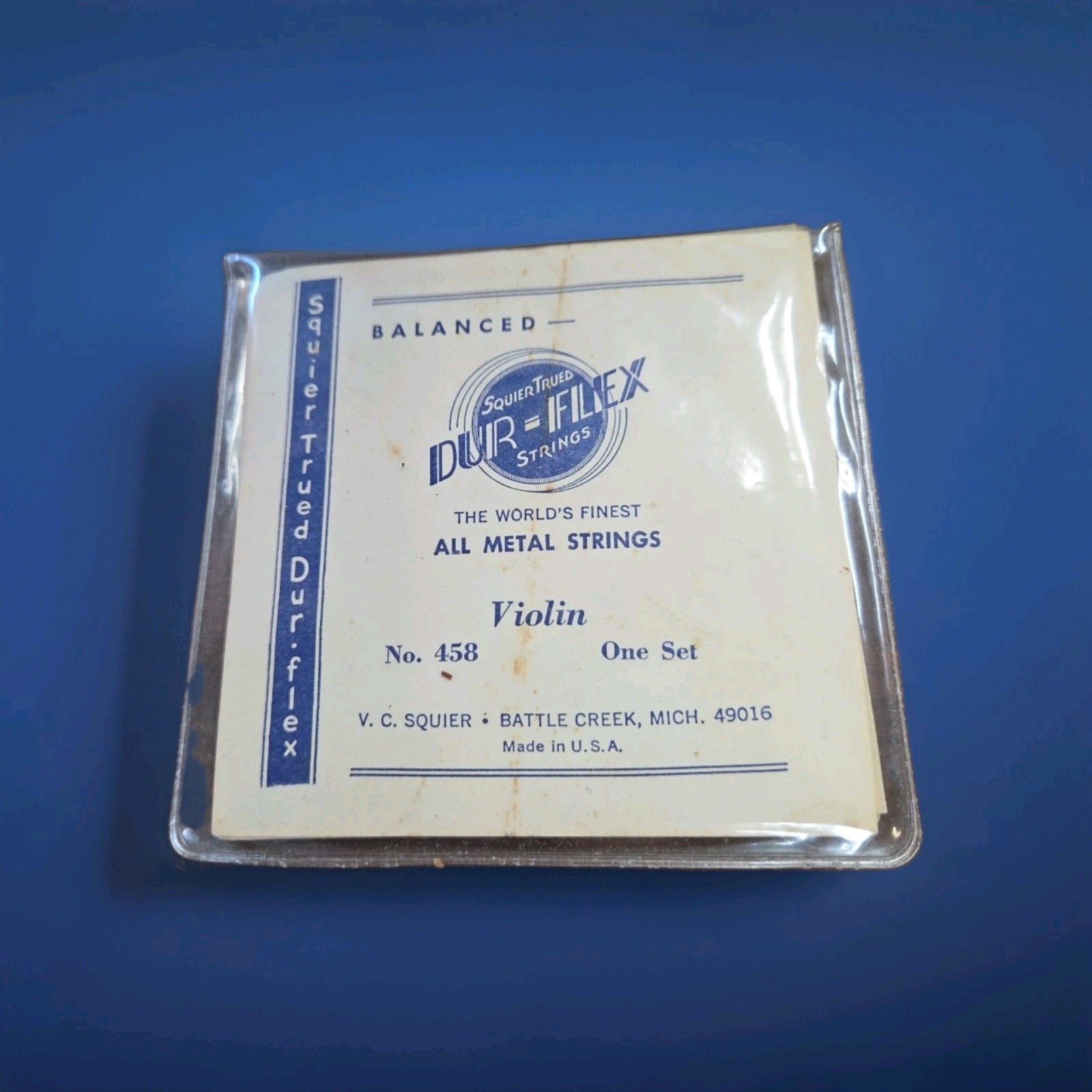 60's Squire Trued DUR-FLEX Violin No. 458 All Metal Strings Rare Collectible 