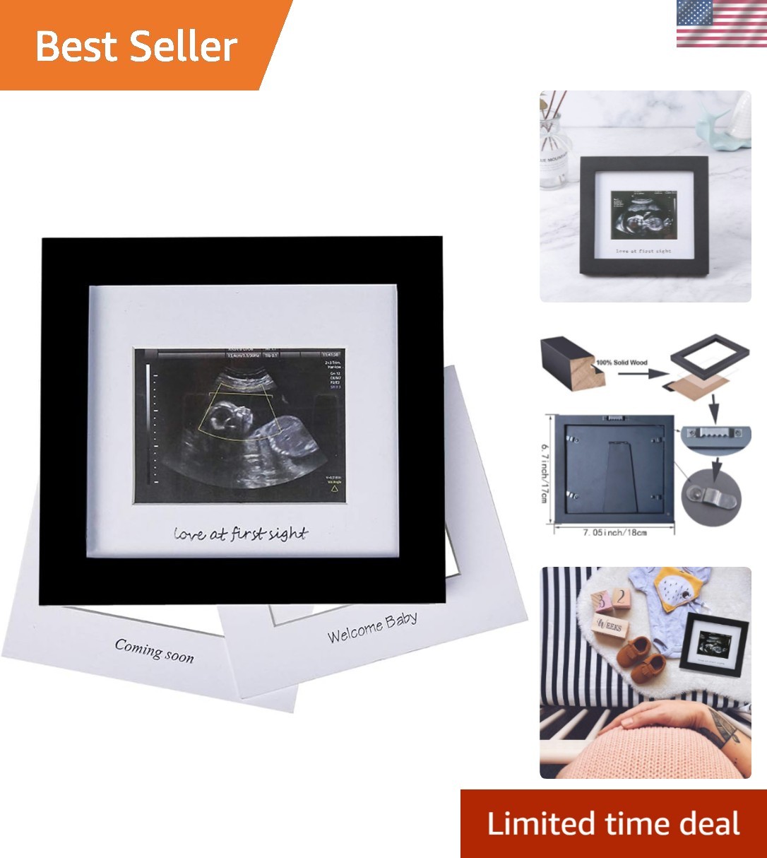 Baby Sonogram Photo Frame - 1st Ultrasound Picture Frame - Idea Gift for Expe...