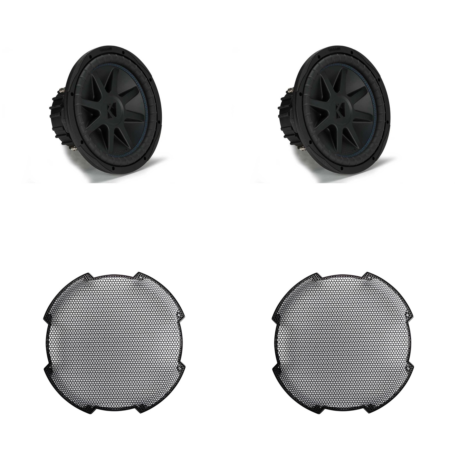 Kicker (2) 50CVX122 CompVX 12 Subwoofer, Dual Voice Coil, 2-Ohm, & 52GR12 Gri...