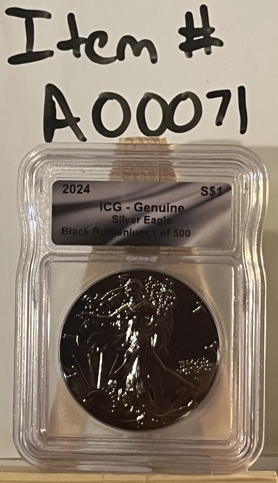 2024 American Silver Eagle Black Ruthenium 1 Ounce Oz ICG Genuine LTD 500 Pc ASE