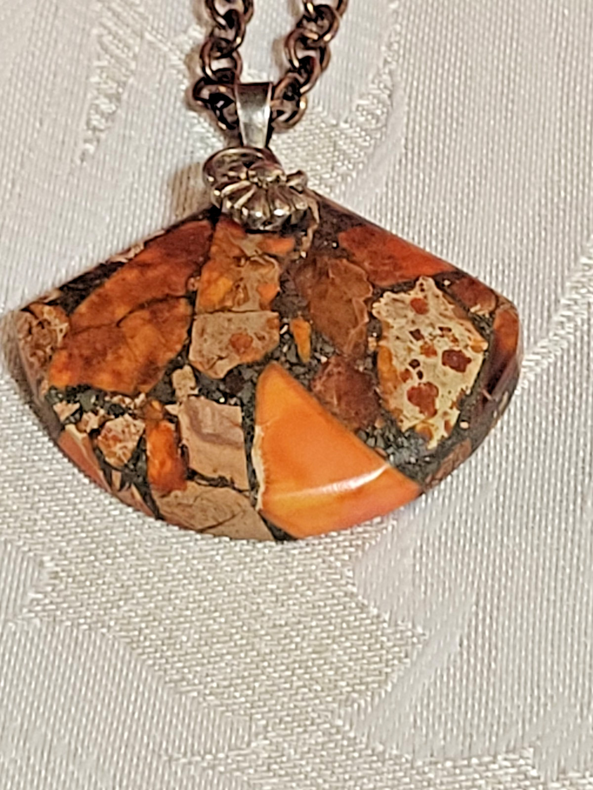 Maligano Jasper Pendant on Copper Chain Necklace 25" with 3" Extension