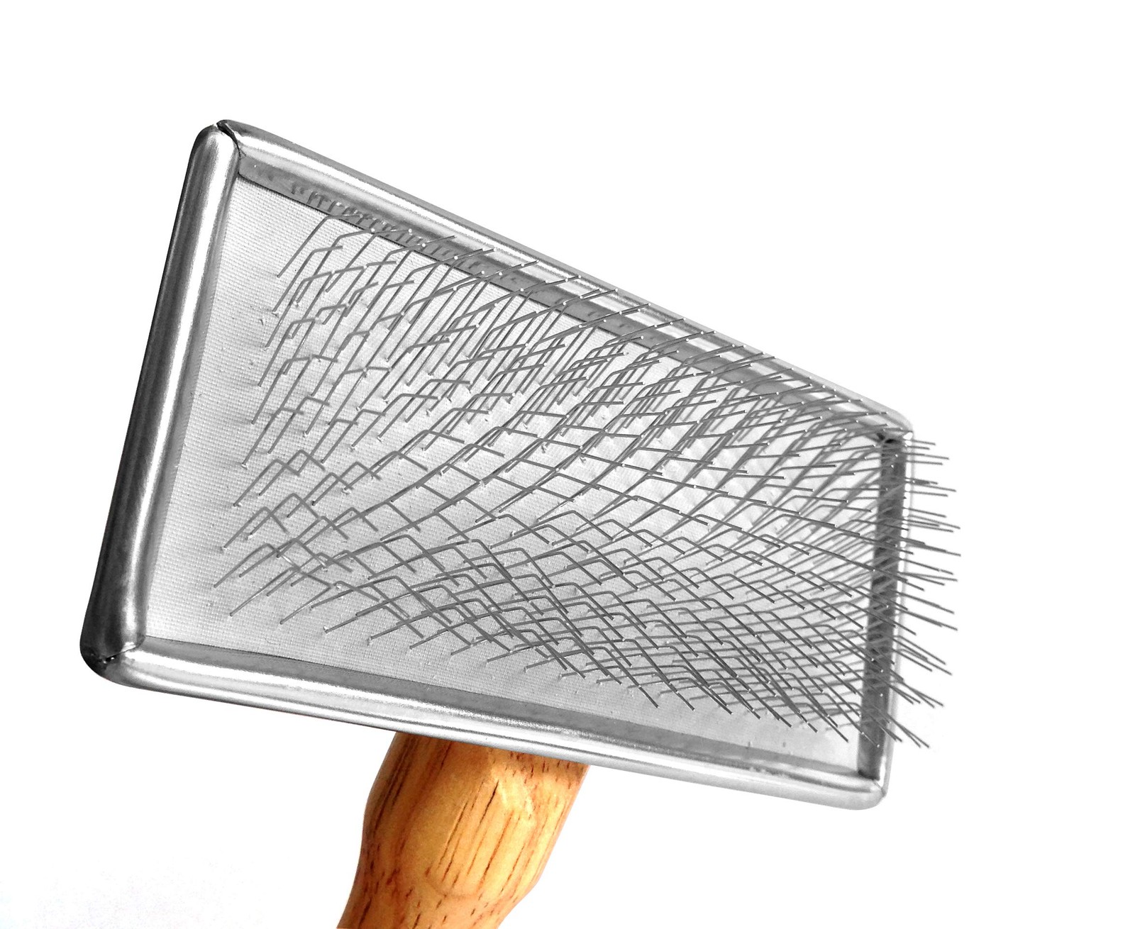 Pet Slicker Brush for Medium Dogs, Wooden Handle with Stainless Steel Soft Pi...