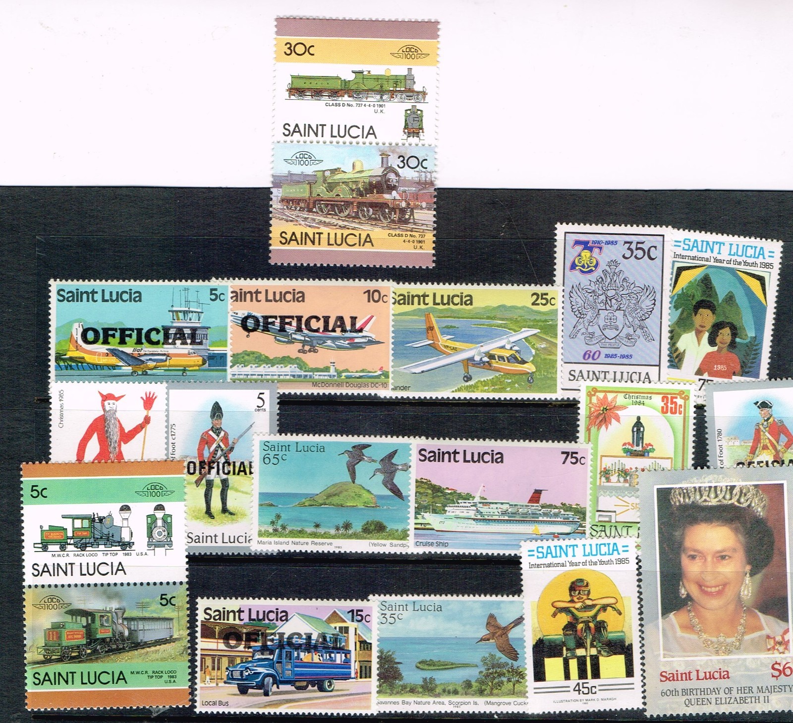 St Lucia Stamps:  17 Assorted Mint Postage (13-338)