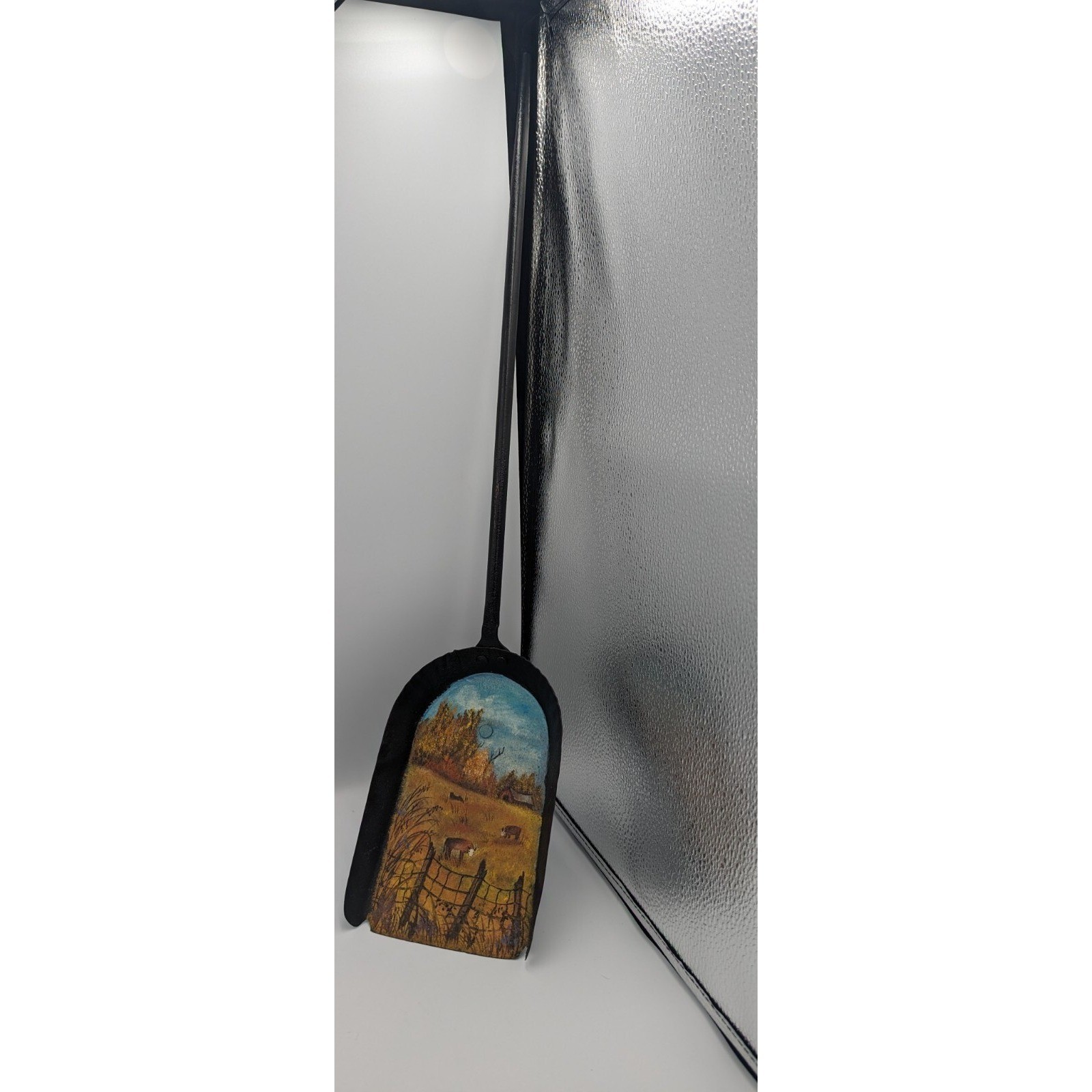 Hand Painted cast iron Coal Shovel 23" Farmhouse Fireplace Farm Decor Vintage