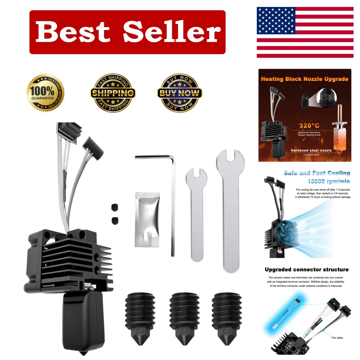 Hotend Complete Kit for Bambu Labs P1P P1S 3D Printer, Full Assembly Hot End ...