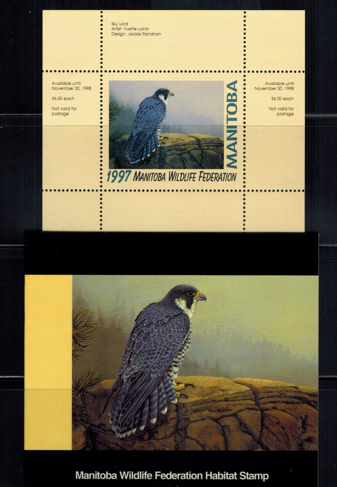 Canada Manitoba Duck Wildlife Conservation Stamp 1997  #MWF4 Falcon