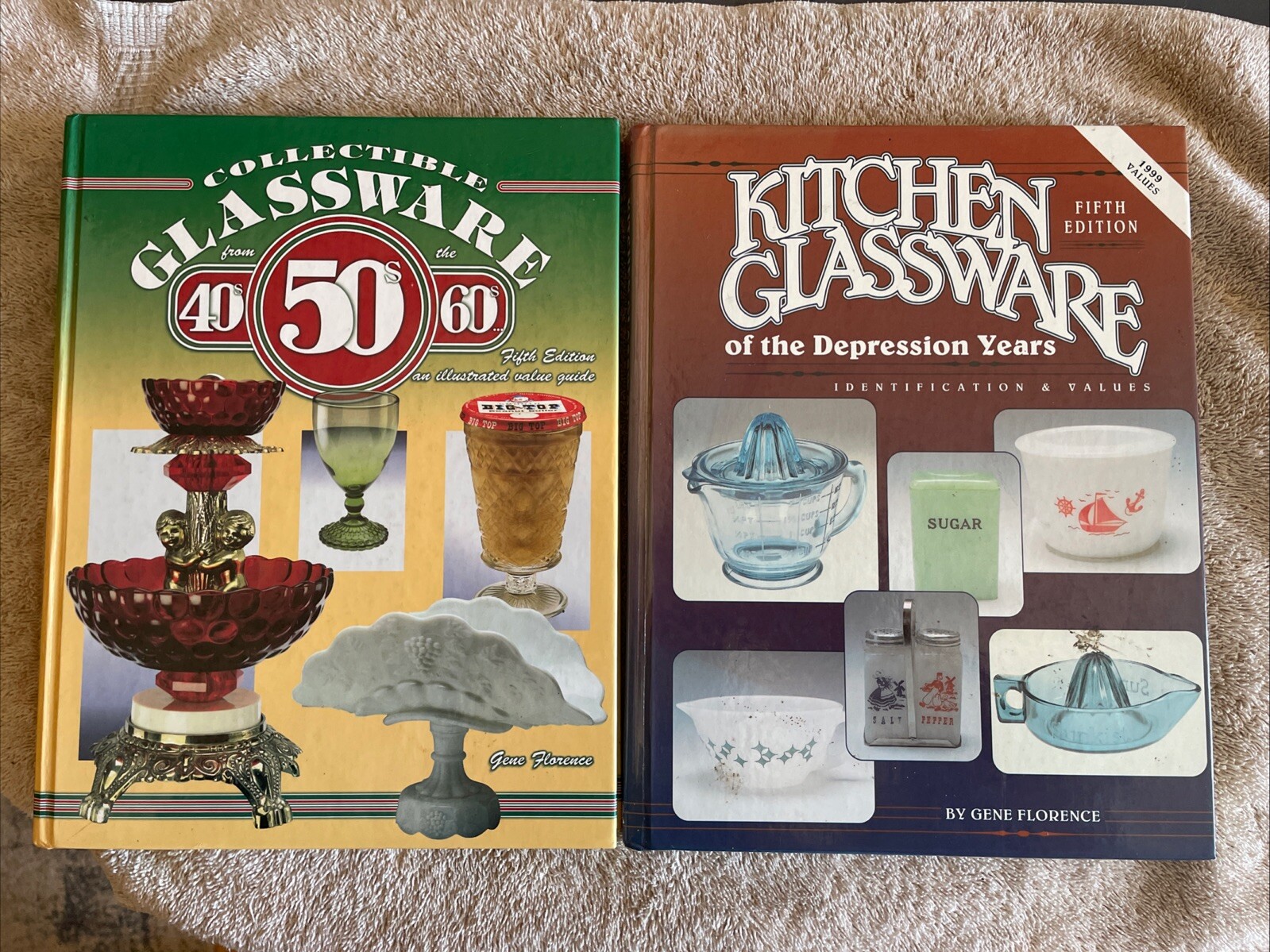 Lot Of 2 Gene Florence Books Depression Glass & Mid-Century 40 50s 60s Kitchen
