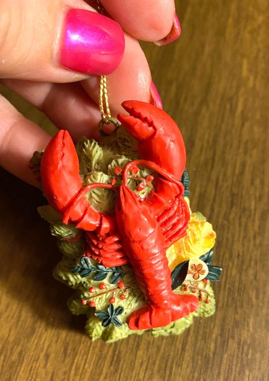 Resin Lobster Christmas Ornament 2 1/4"