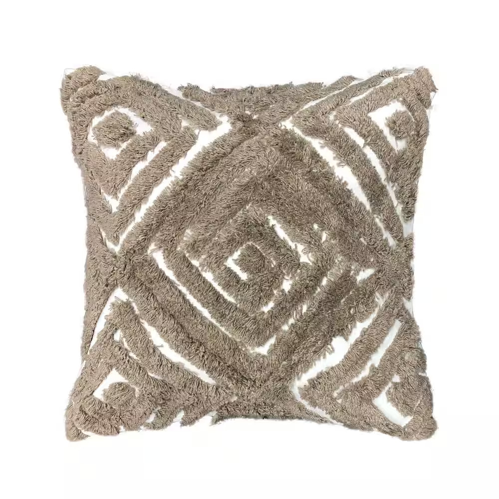 York Cotton Decorative Pillow 18 In. X 18 In. Brown