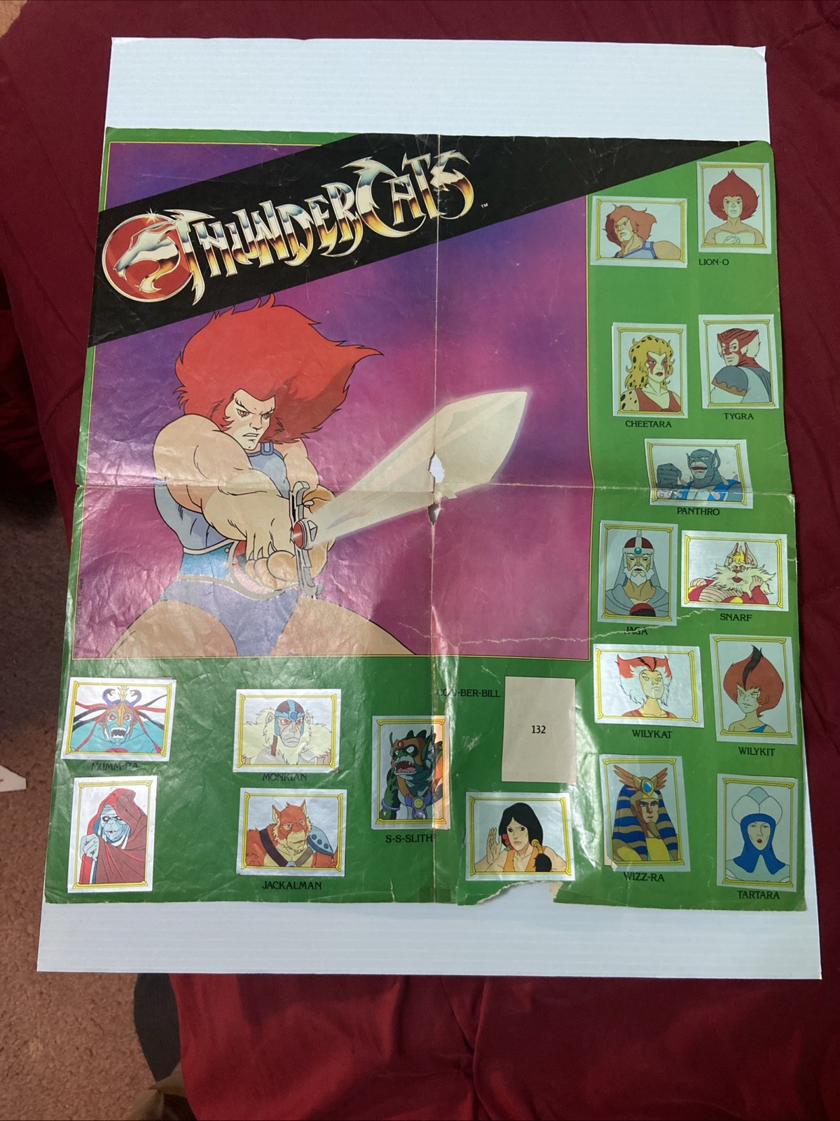 Thundercats Sticker Album Poster 1986 Panini Vintage W/O OOut BER-BILL (#132)