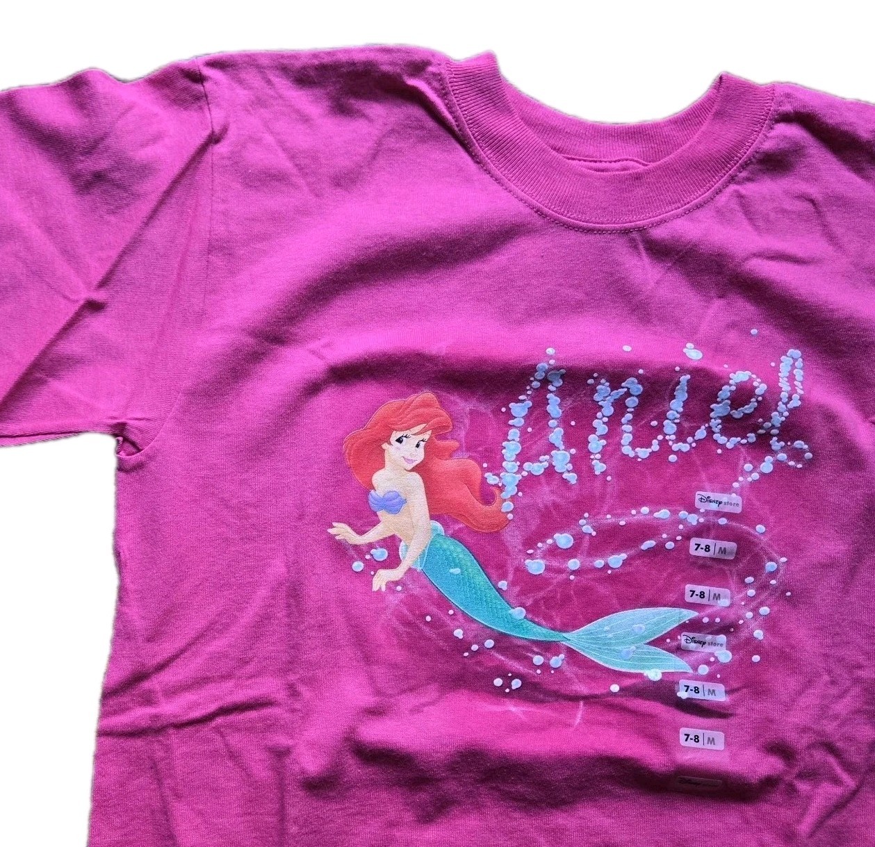 NWT Vintage Disney Princess ARIEL Little Mermaid T Shirt MEDIUM 7-8 Yrs Hot Pink