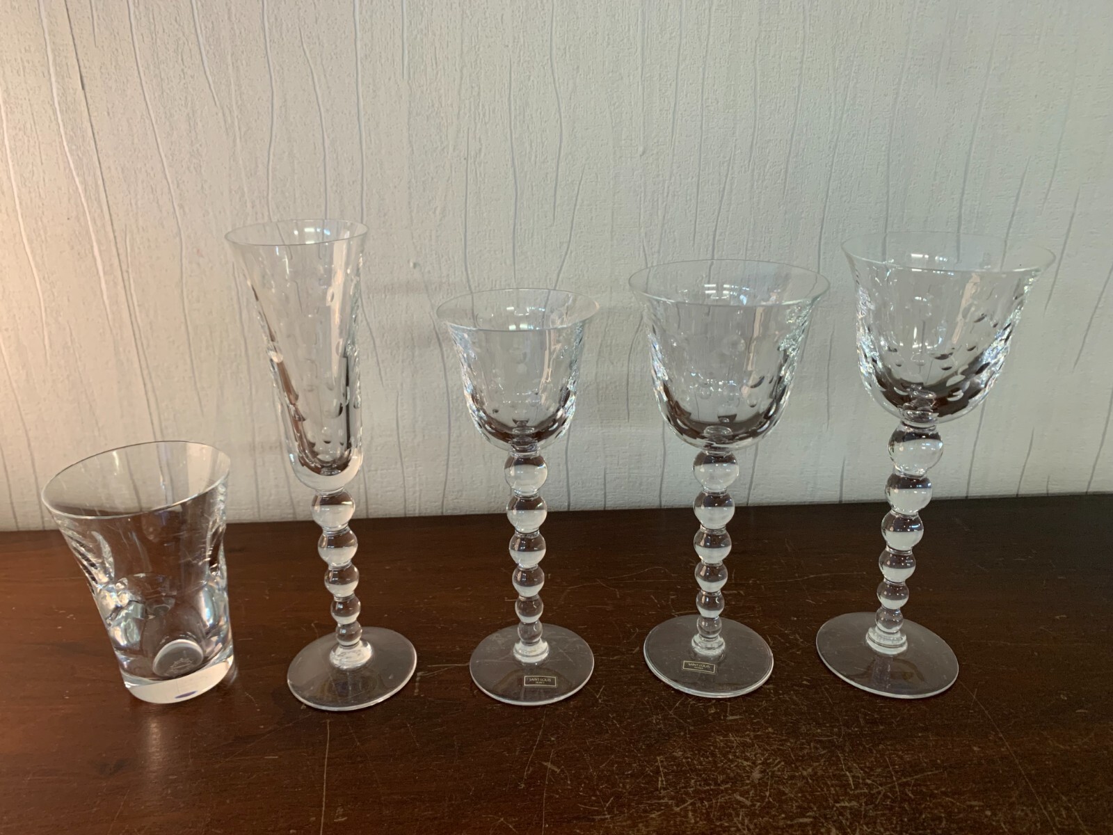 Lot Of 5 Bubble Model Glasses In Saint Louis Crystal (Price For 5)