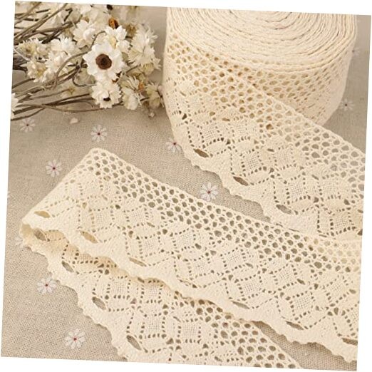 Beige Lace Ribbon 11 Yards Cotton Lace Trim Crochet Sewing Lace for Crafts, 4#