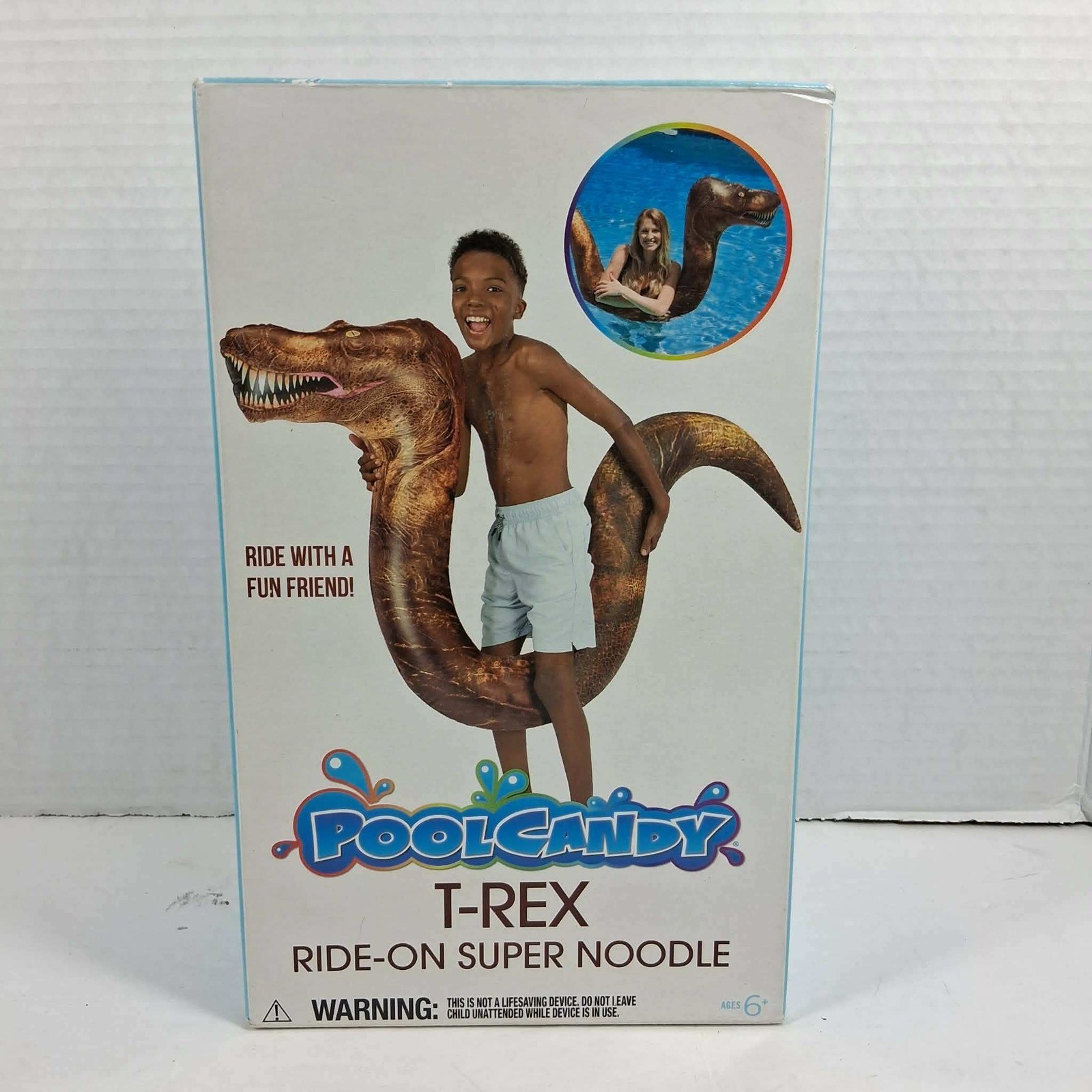 PoolCandy T-Rex Ride-On Super Noodle Inflatable Pool Float PCA1742TR Brown 200lb