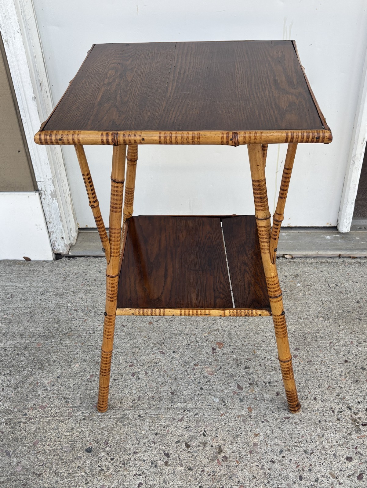Vintage Bamboo and Wood 2-Tiered Side/End Table