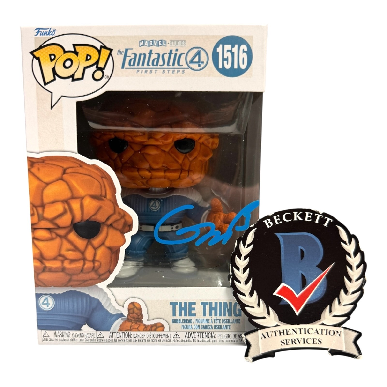 Ebon Moss-Bachrach Signed Autograph Fantastic Four Funko Pop 1516 BAS Beckett