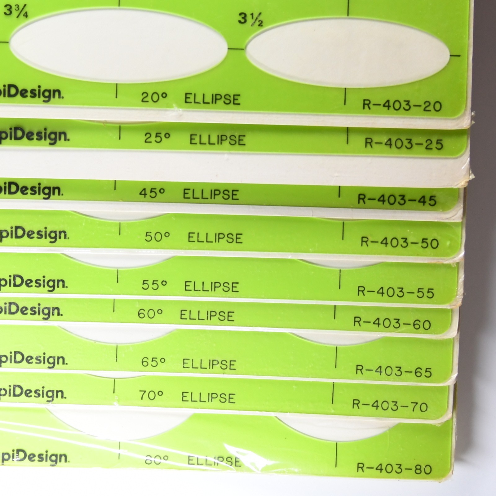 Lot of 9 R-403 Series 20-80° Berol RapiDesign Ellipse Drafting Templates READ