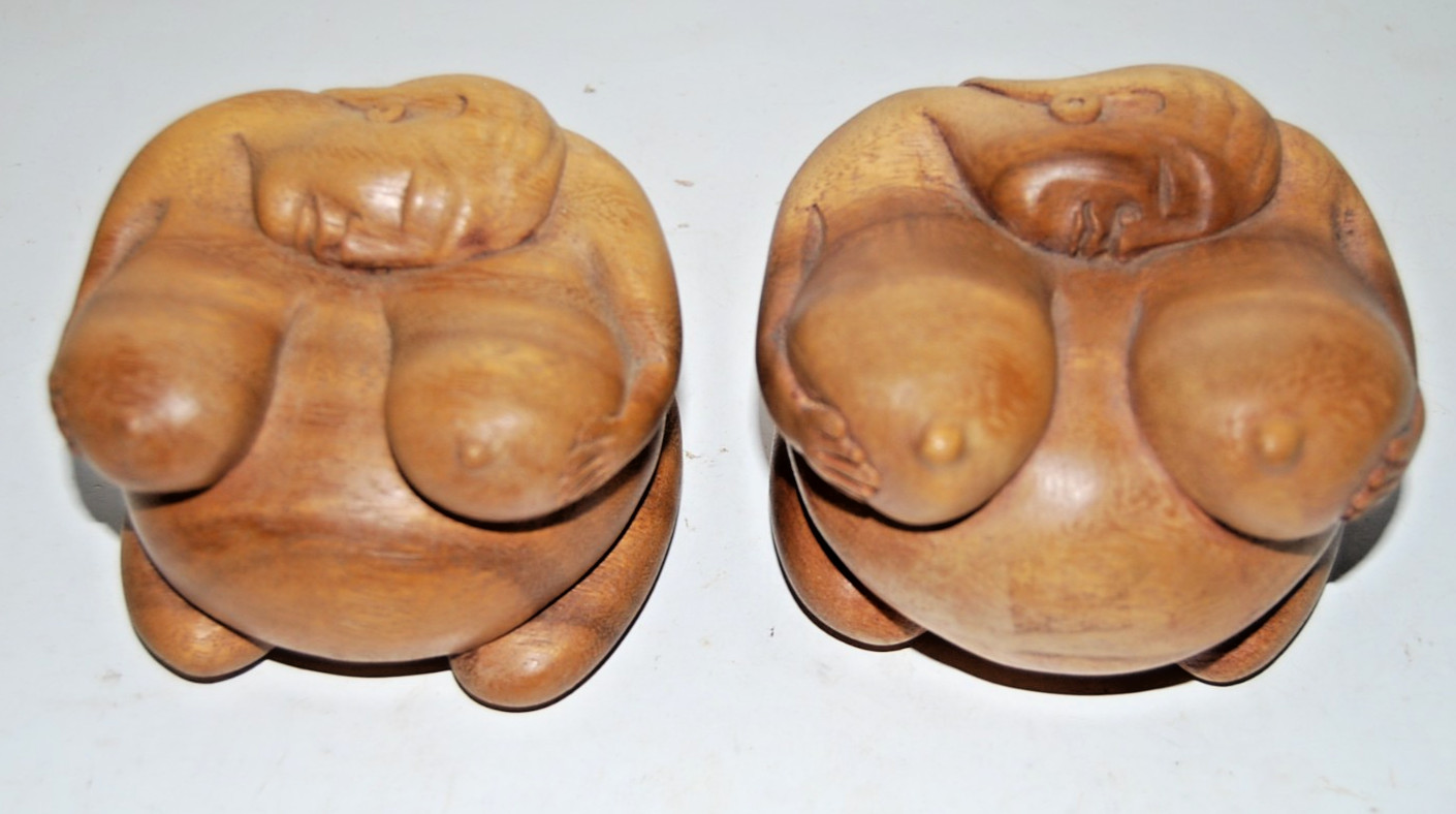 Venus of Willendorf Mother Goddess Hand Carved Wooden Statue & Trinket Box
