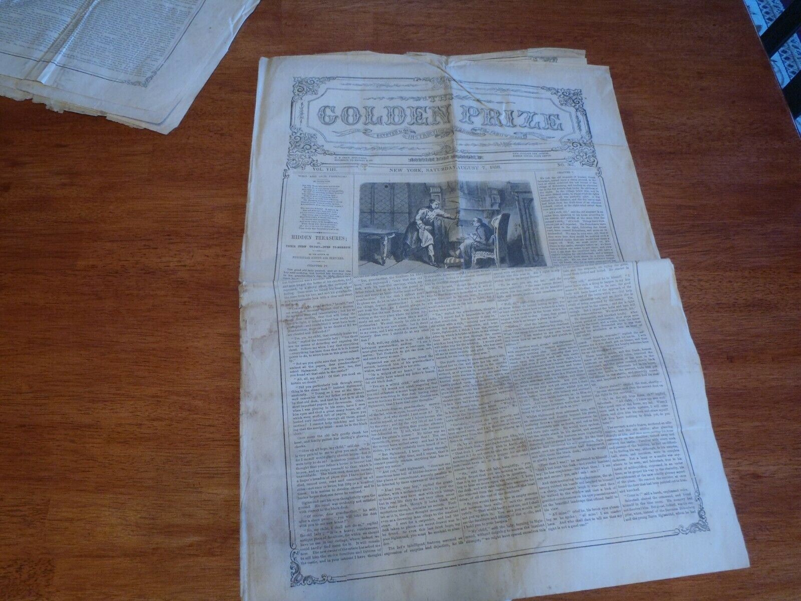 BENEDICT ARNOLD 1858 THE GOLDEN PRIZE #367 & #372 STORY PAPER DIME NOVEL