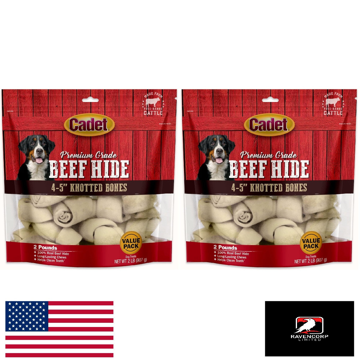 Cadet Premium Grade Beef Hide Dog Chews, Long Lasting Rawhide Chips