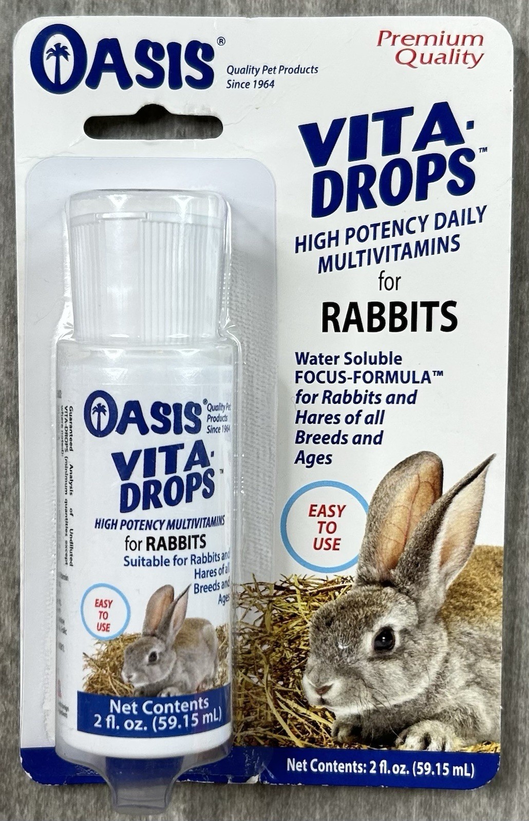 OASIS VITA DROPS FOR RABBITS High Potency  Daily Multivitamin for Rabbits 2fl Oz