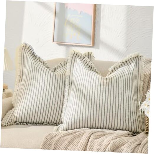  Throw Pillow Covers 24x24 Set of 2 Striped Pillow 24" x 24" (Pack of 2) Gray