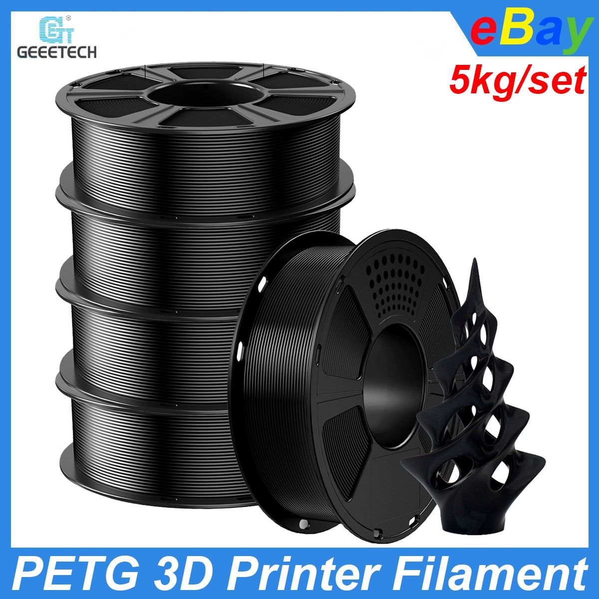 5kg Geeetech PETG 3D Printer Filament 1.75mm 1kg/roll PETG Black Heat Resistant