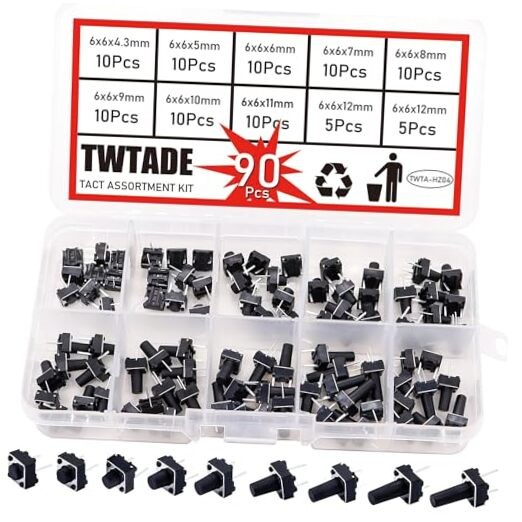  90PCS 2 Pin Tactile Switch Micro Momentary Tact Push Button 90PCS 9 Values