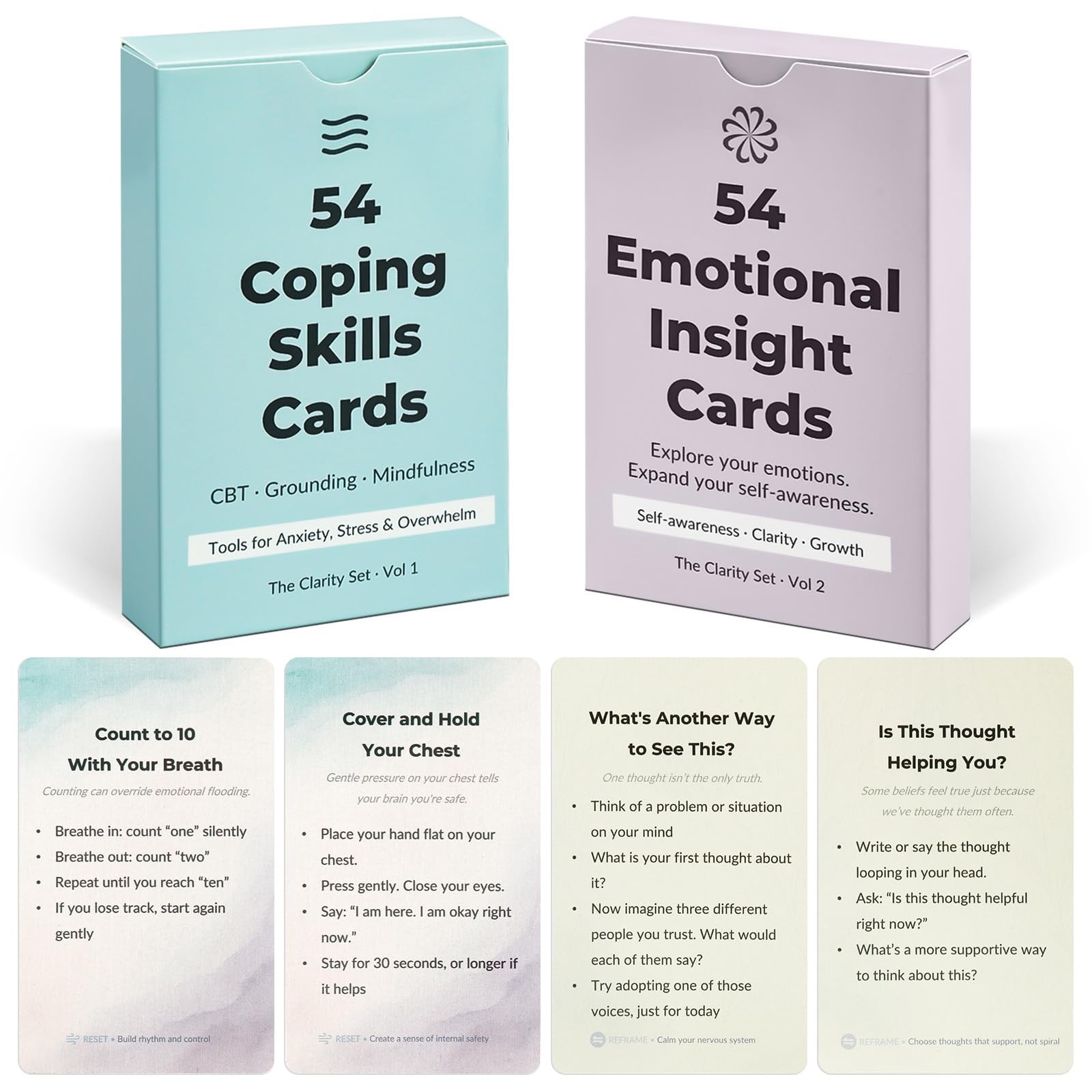 108 Mindfulness Cards for Coping Skills & Mind Brain Emotional Insight Cards ...