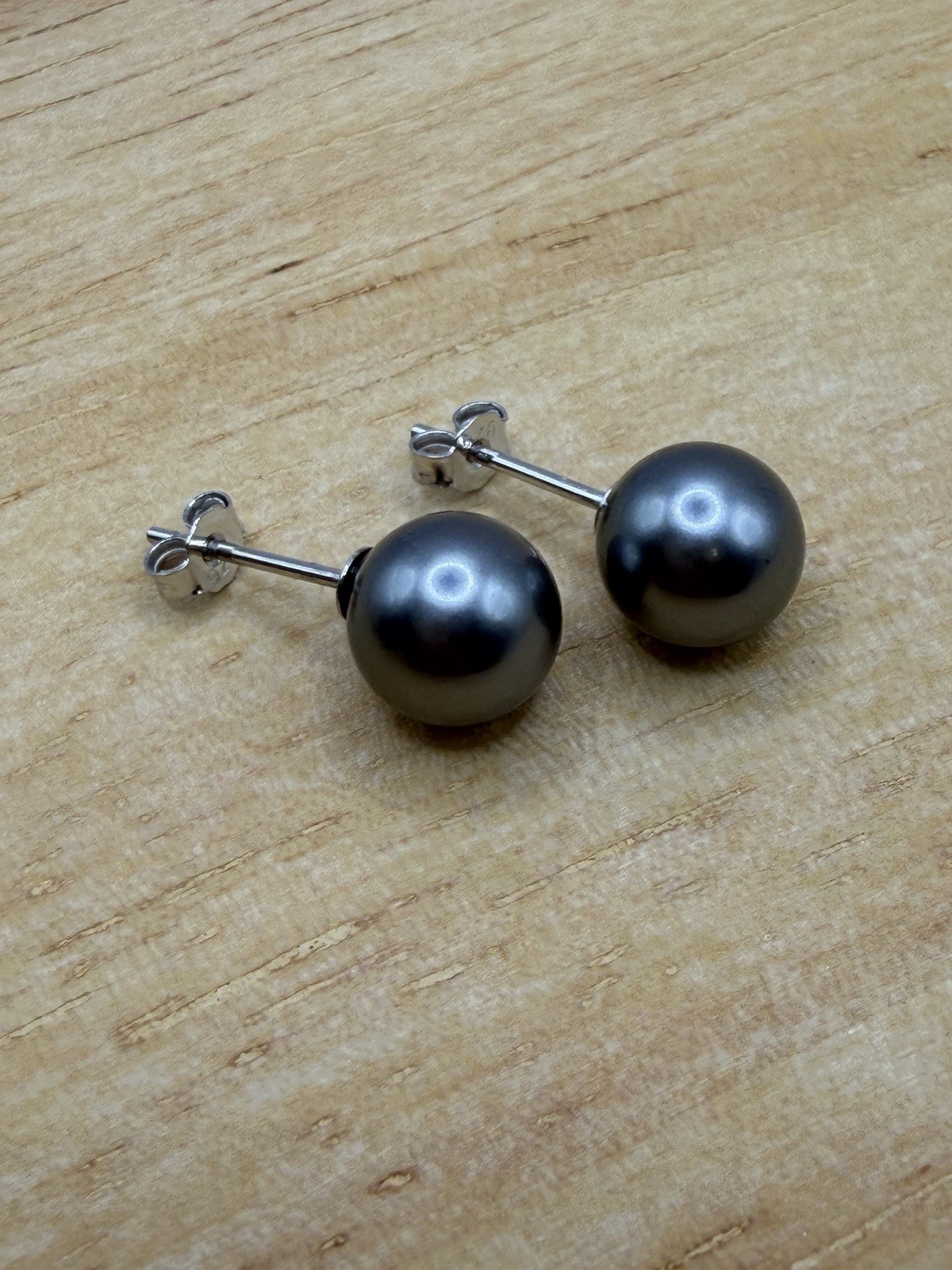 Charcoal Grey Pearl Earrings 925 Sterling Silver