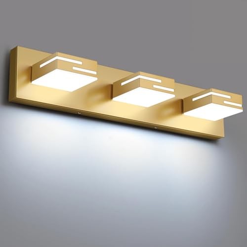 LED Modern Bathroom Vanity Light Fixtures, 3-Light, 22-inch Gold-6000K-Dimmable