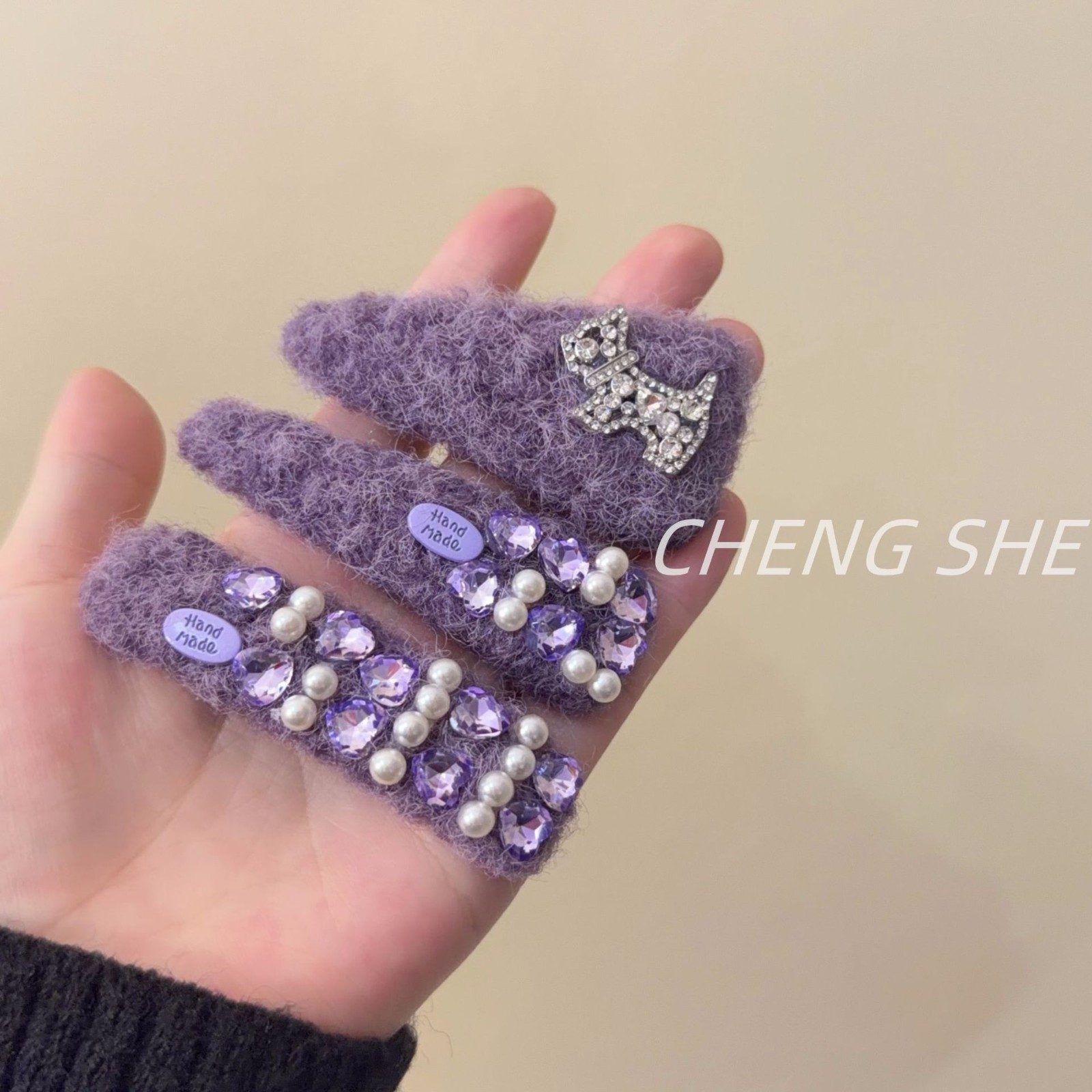 Purple Plush Water Diamond BB Clip