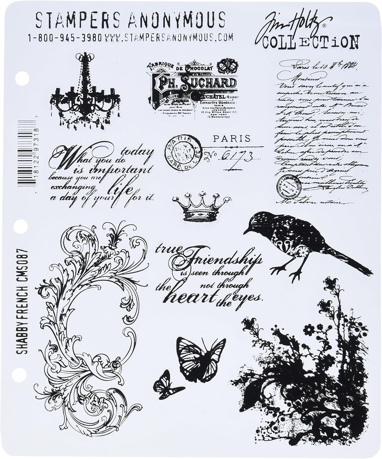 Tim Holtz Cling Stamps 7"X8.5", Shabby French
