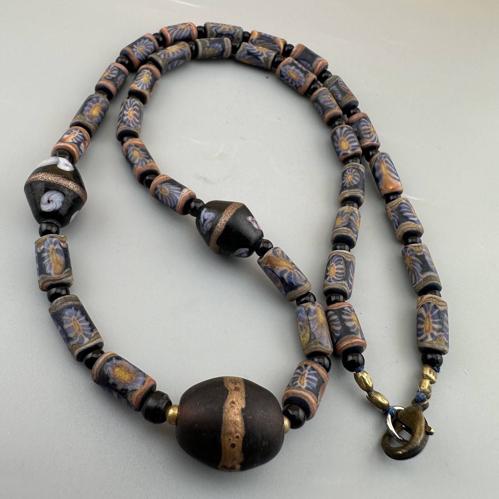 Vintage African style beads And  Agate Bead Necklace