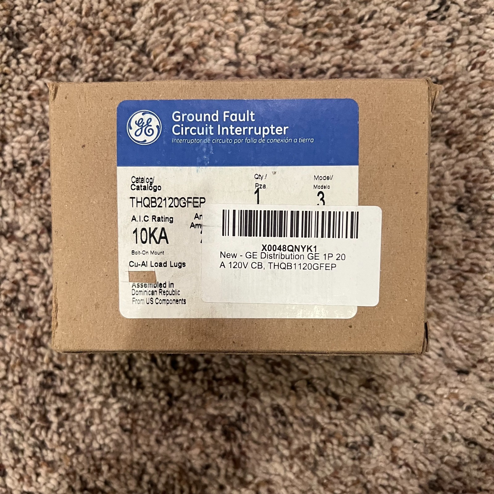 GE THQB2120GFEP 2p 20a 120/240v Ground Fault Equipment Protection Breaker NEW