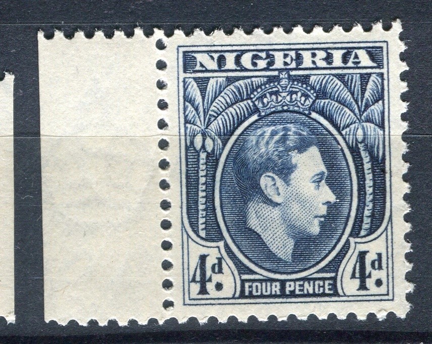 NIGERIA; 1938 early GVI Portrait issue fine MINT MNH Unmounted 4d. MARGINAL