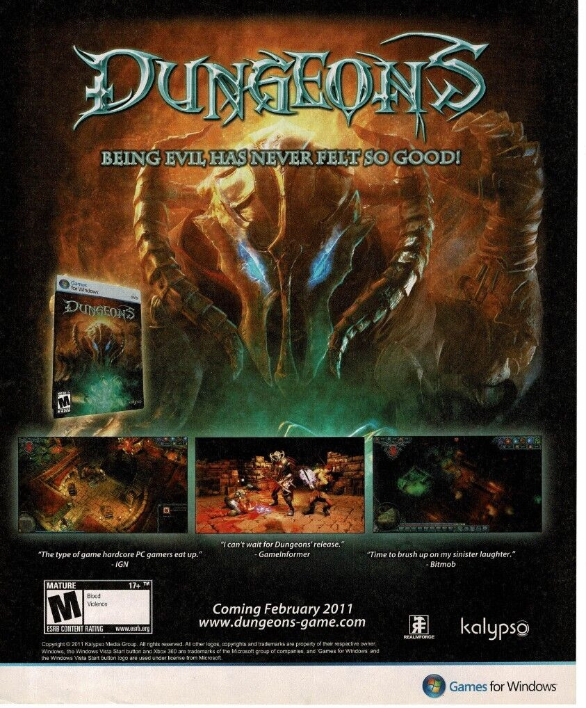 2011 Dungeons Video Game Vintage Print Ad