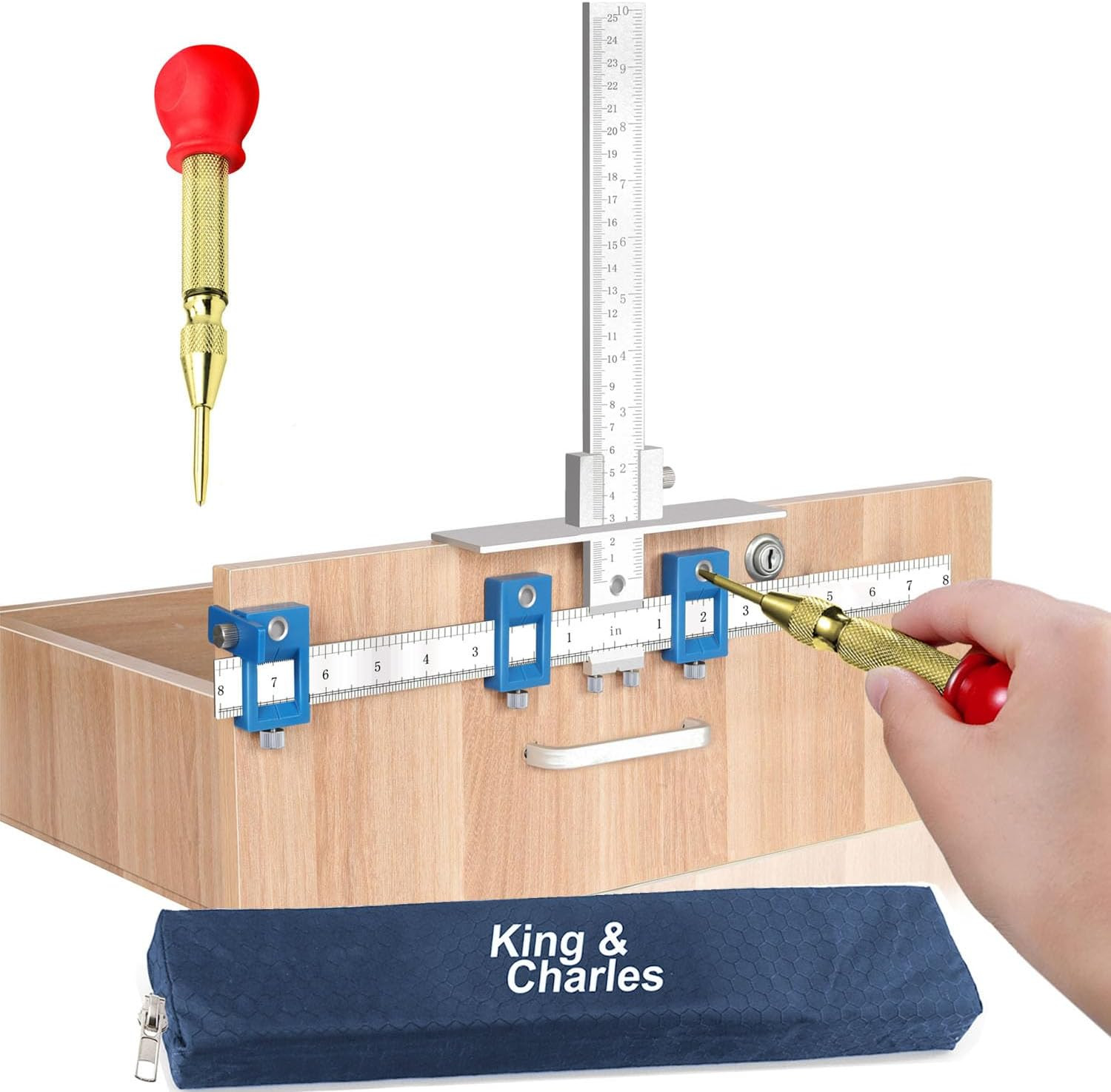 King&Charles Cabinet Hardware Jig, Metal Cabinet Handle Jig with Automatic Cente