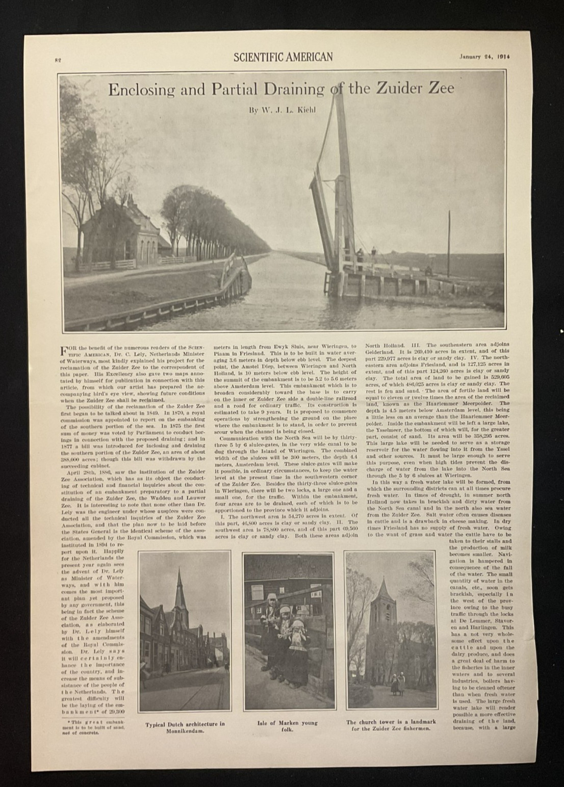 Jan 24 1914 VTG Scientific American Pgs ~ Netherlands Zuider Zee Dutch Canal