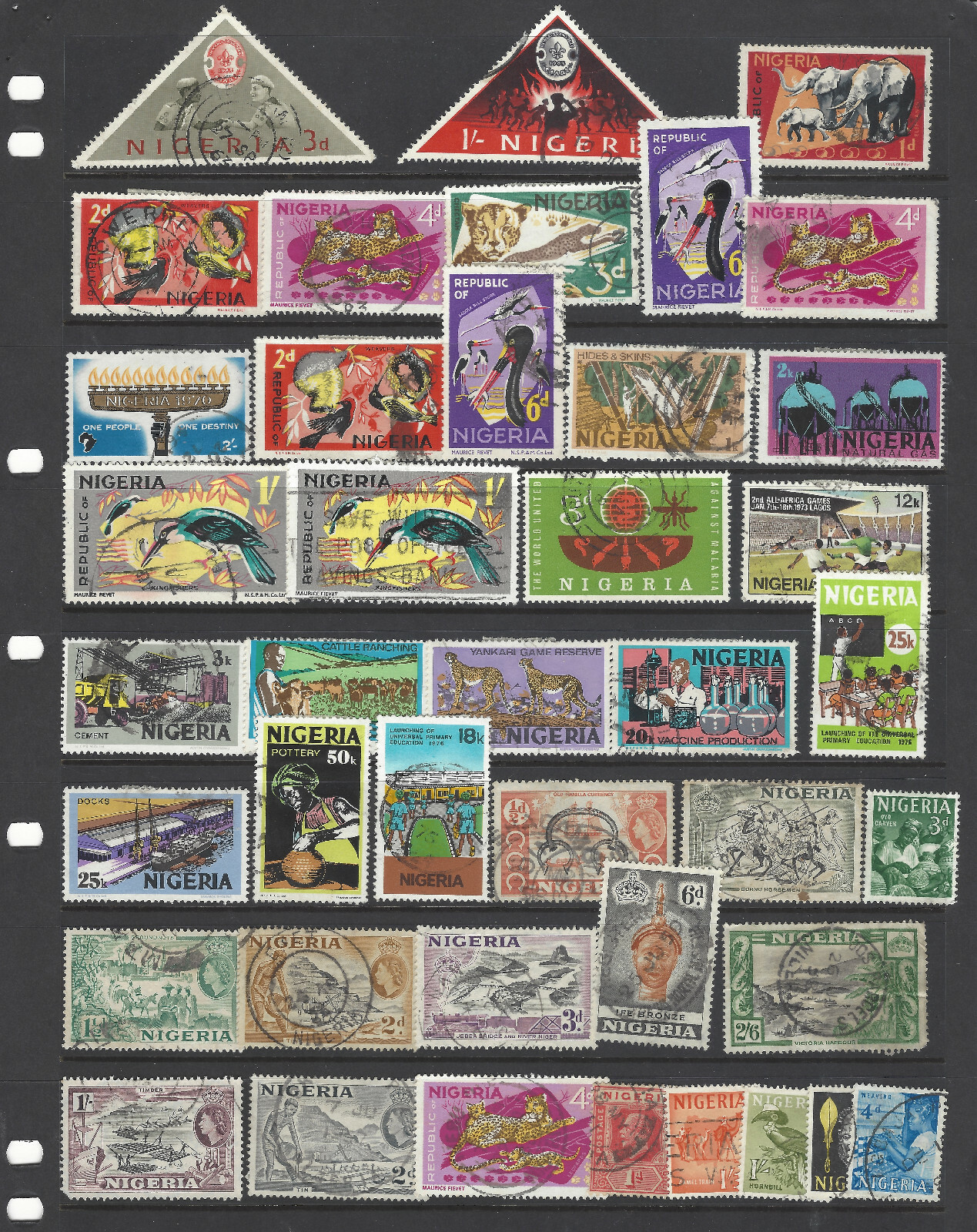 GREAT SELECTION OF NIGERIA STAMPS IN BLACK STOCK PAGE