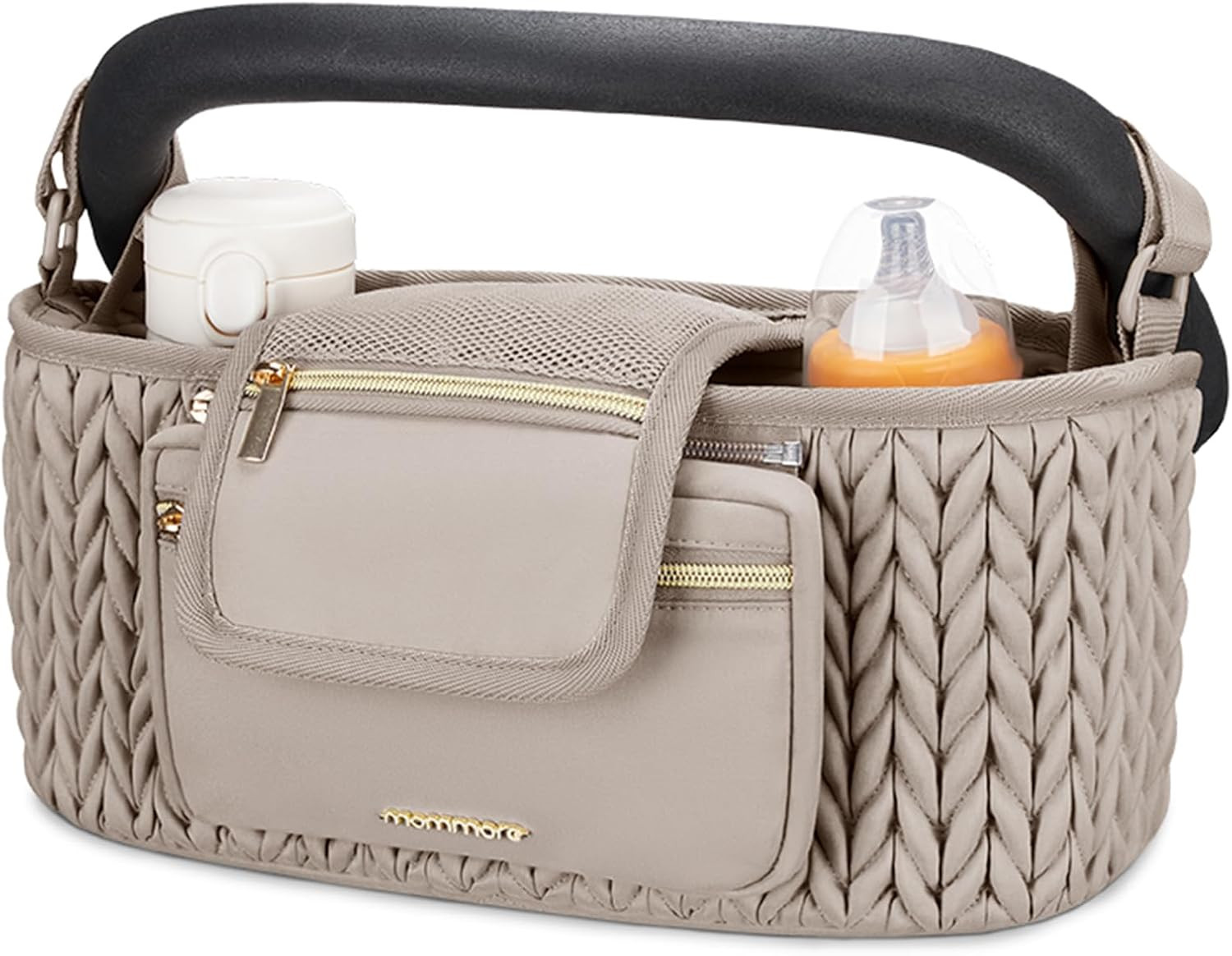 Stroller Organizer with Insulated Cup Holders, Adjustable Stroller Caddy with De