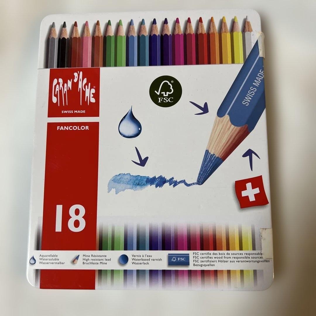 Caran D'Ache Water-Soluble Colored Pencils 18 Colors Fun Color