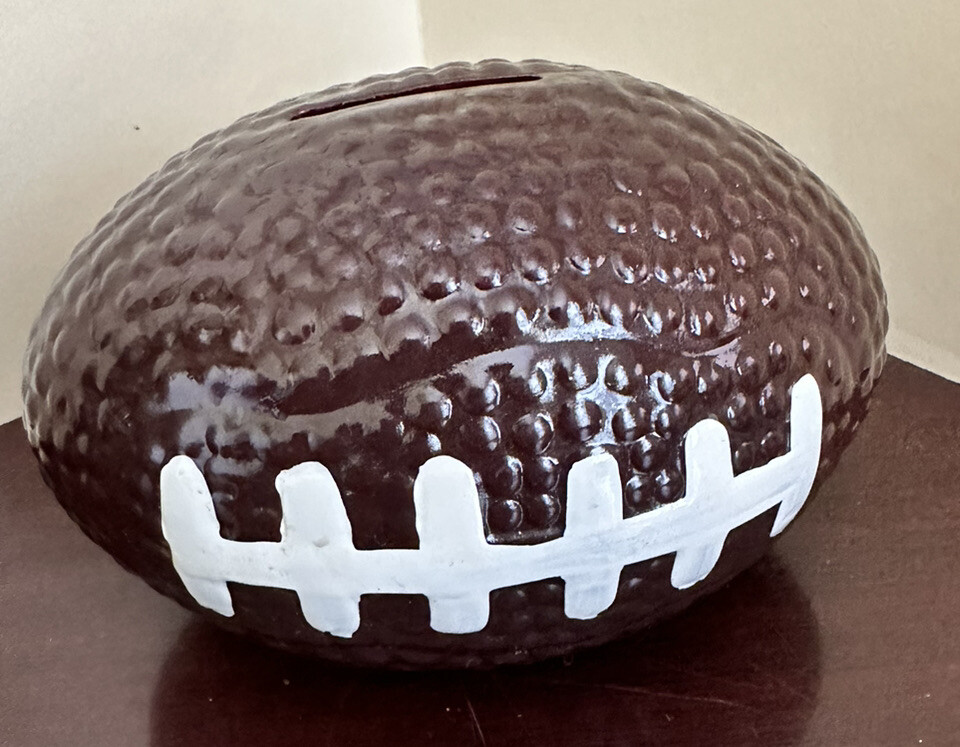 Ceramic Football Ball Coin Bank Collectible Sports Piggy Bank