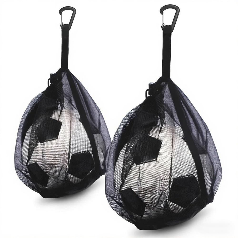 LHWINYI 2Pcs Single Mesh Ball Bag for Basketball Soccer Standard, Black-2PCS 