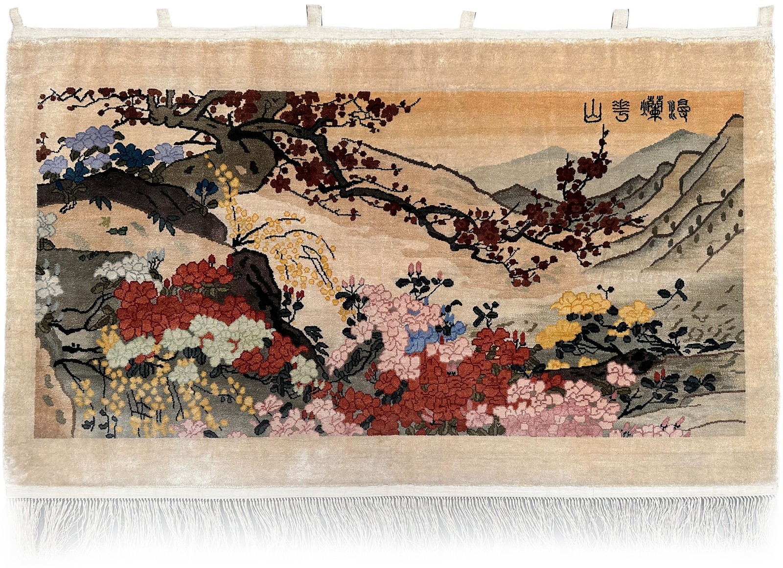 3x5 Vintage Chinese Silk Tapestry Signed Art Nouveau Silk Foundation Wall Art