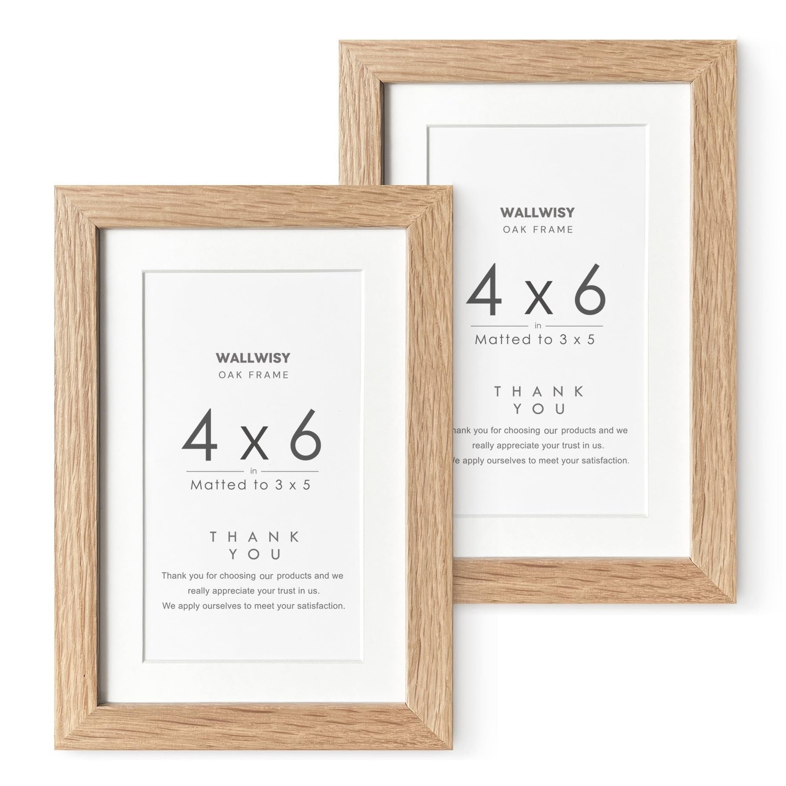 4x6 Picture Frame, Solid Oak Wood 4x6 Picture Frames with Mat to 3x5(Openning...